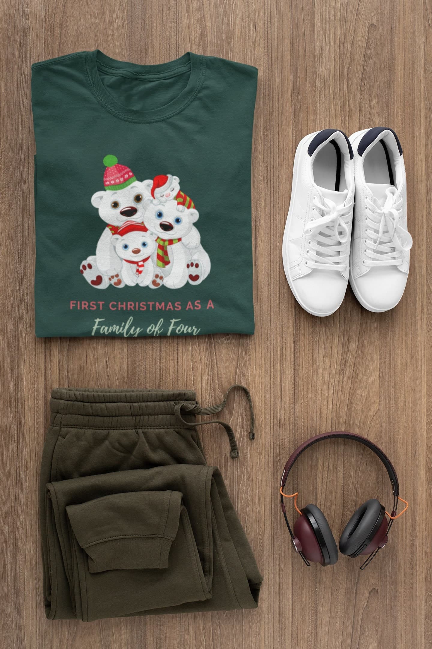 Family of Four, Christmas Shirts, Polar Bear, Funny and Cute Christmas Shirts, Holiday Tee, Family Christmas shirts, Announcement