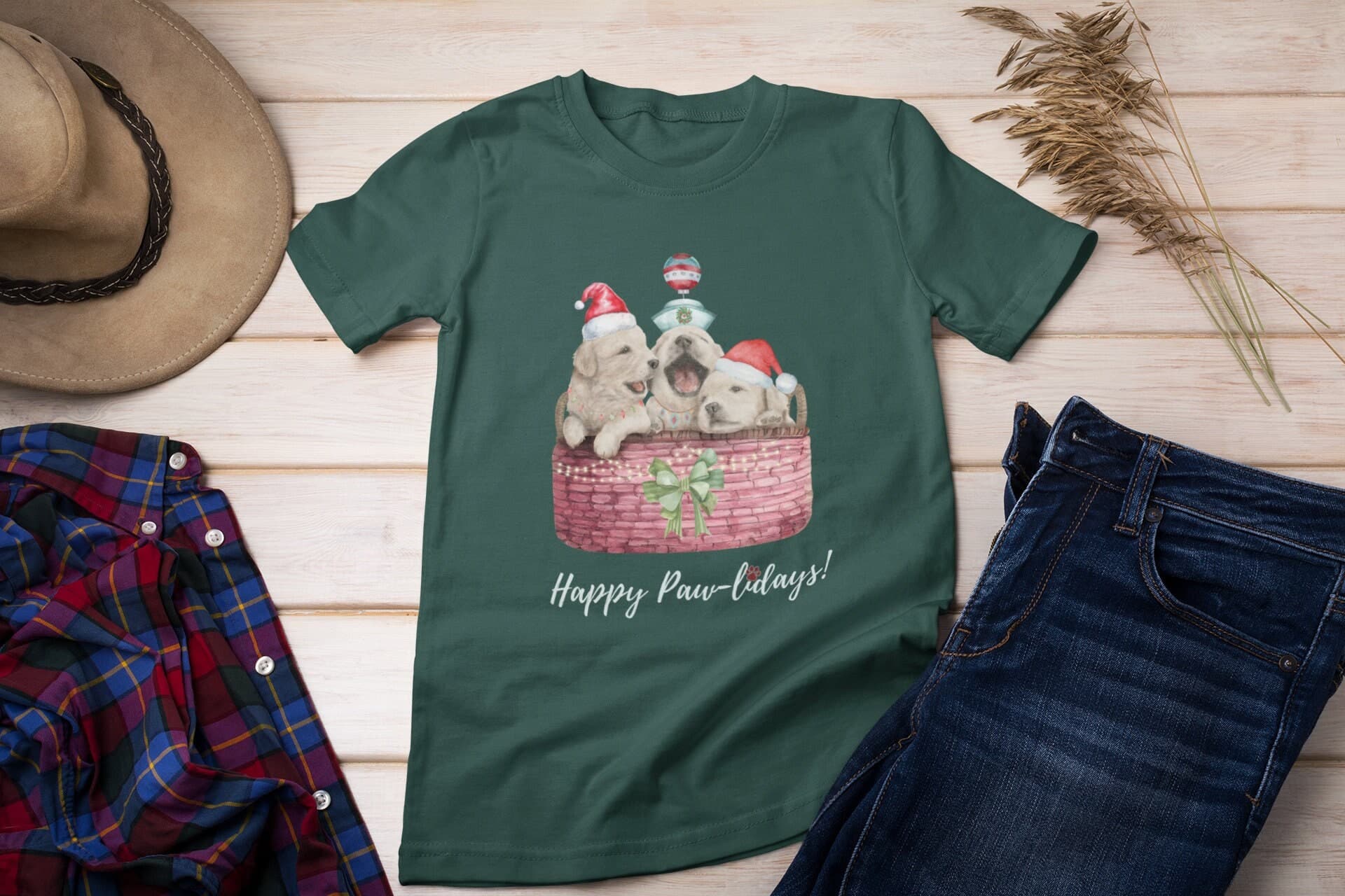 Happy Paw-lidays, Christmas Shirts for Men, Christmas Tee, Funny Christmas, Cute Christmas Shirts, Holiday Tee, Dog Dad, Dog Lovers