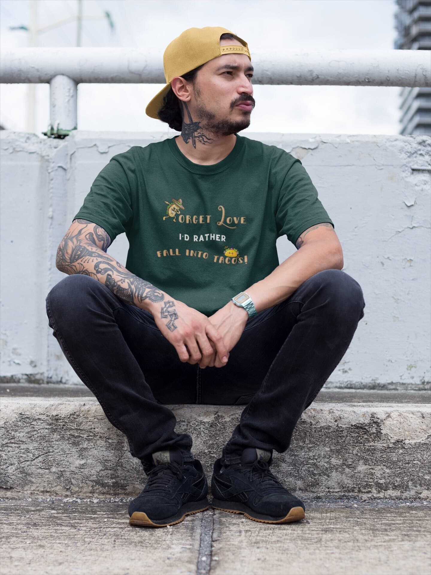 Forget Love, I-D Rather Fall Into Tacos, Taco Lovers, Valentine's Day T-Shirts