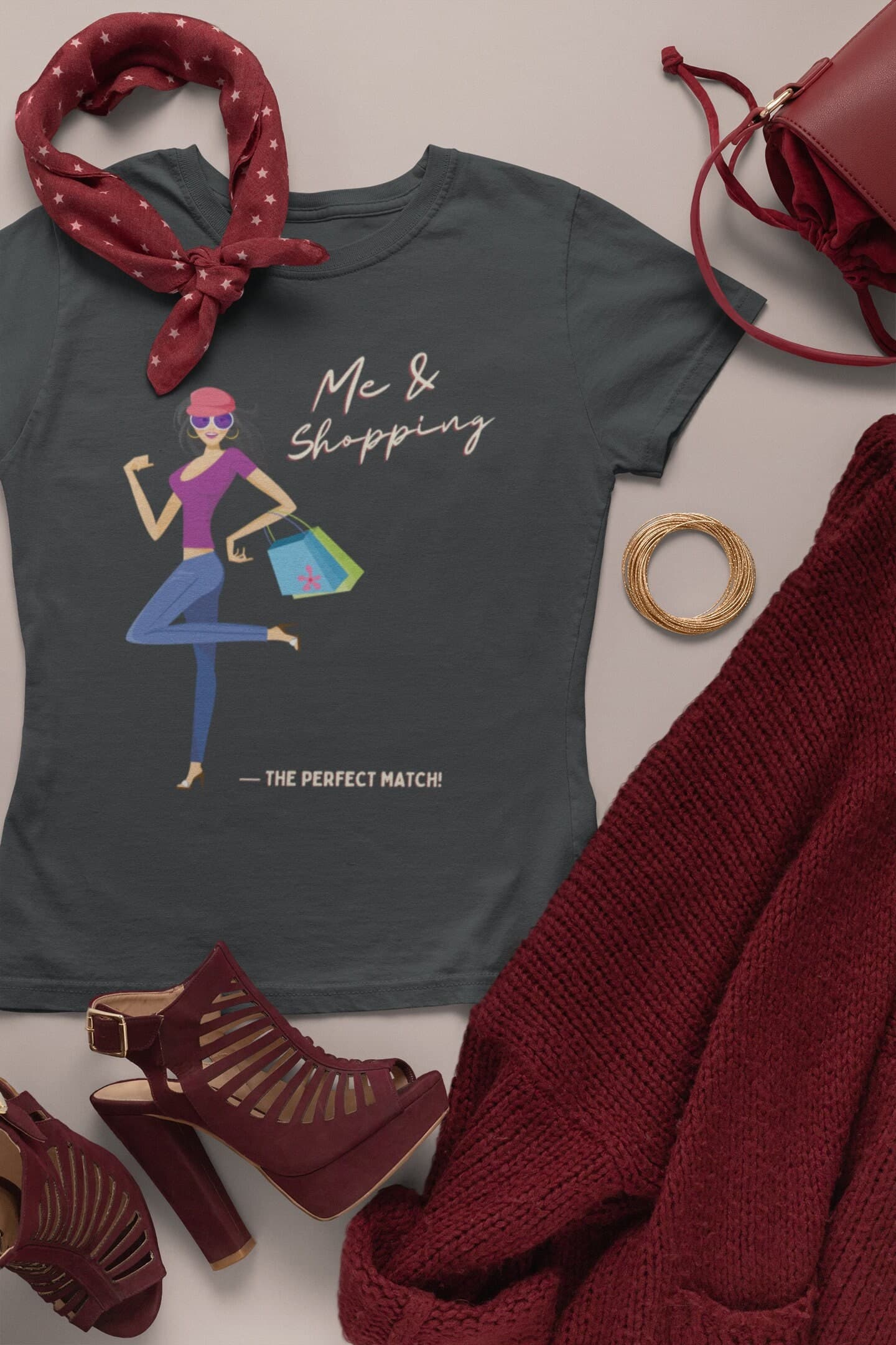 Me & Shopping The Perfect Match, T-Shirts for Women, Girls