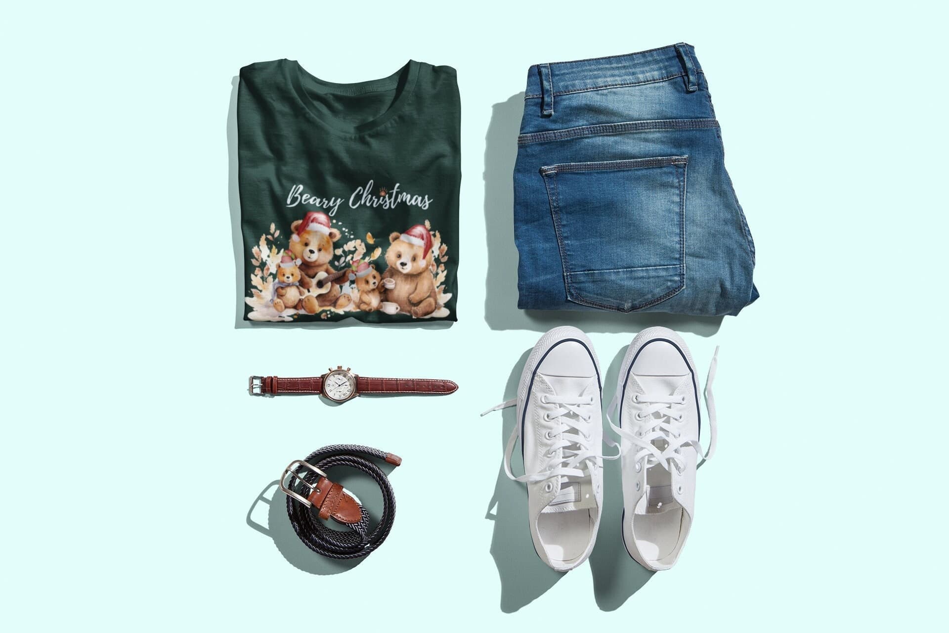 Beary Christmas, Christmas Shirts for Men, Funny and Cute Shirts, Holiday Tee, T-shirts for Men