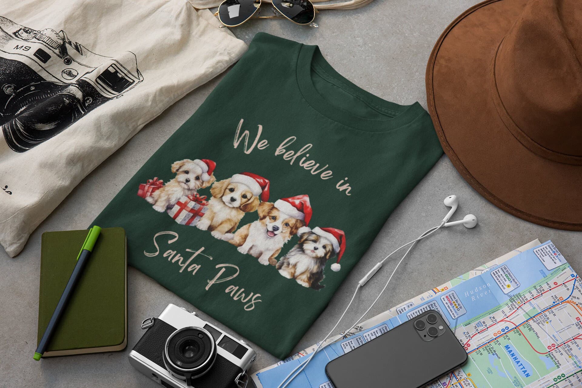 Santa Paws, Christmas Shirts for Men, Christmas Tee, Funny Christmas, Cute Christmas Shirts, Holiday Tee, Dog Dad, Dog Lovers