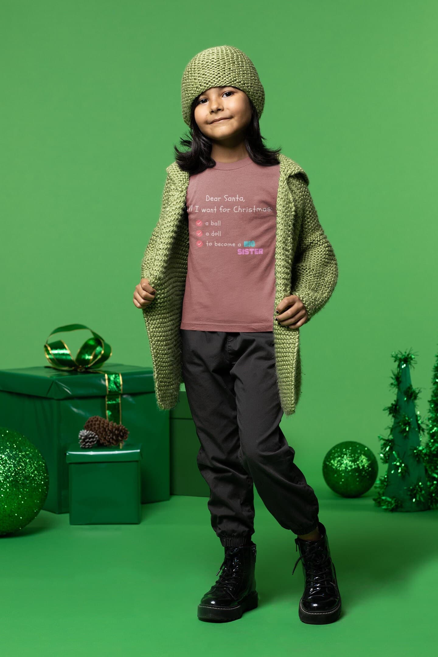 KIDS - Christmas Shirts for Toddlers Kids, Santa List, Sibling Christmas, Big Sister, Cute Shirts, Holiday Tee, Secret Santa, Funny Cute