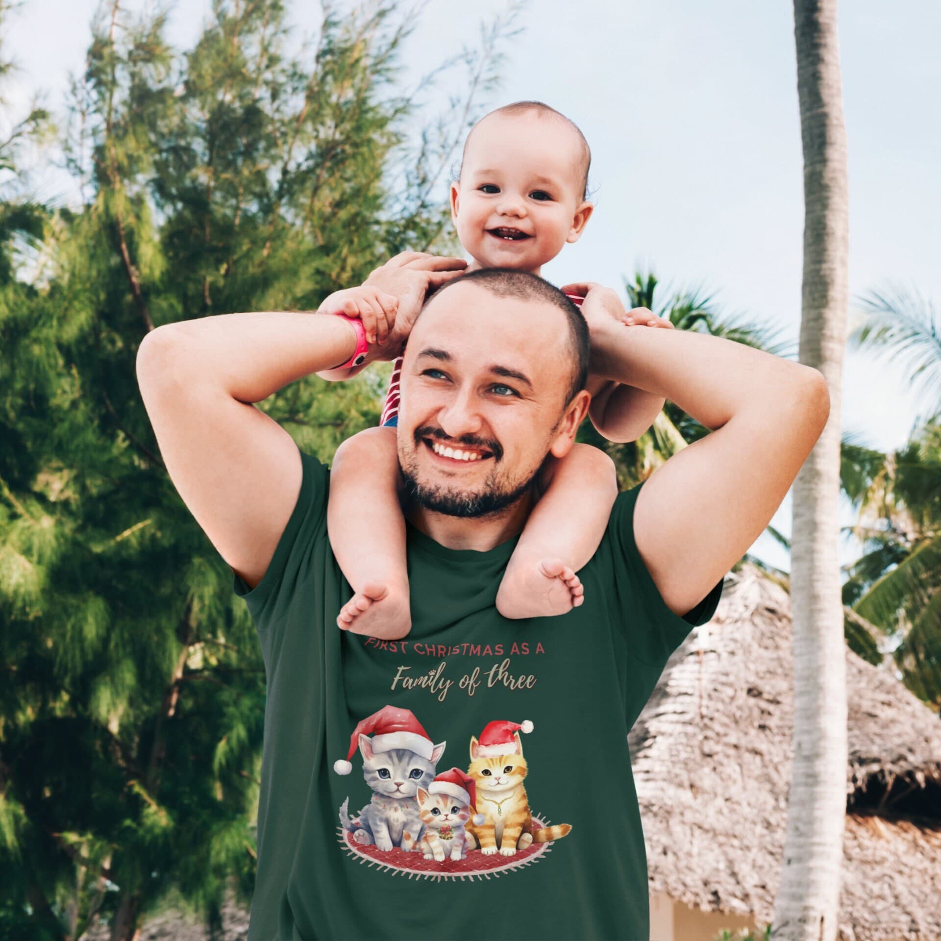 Family of Three, Christmas Shirts for Men, Cat Lovers, Funny and Cute Christmas Shirts, Holiday Tee, Family Christmas shirts