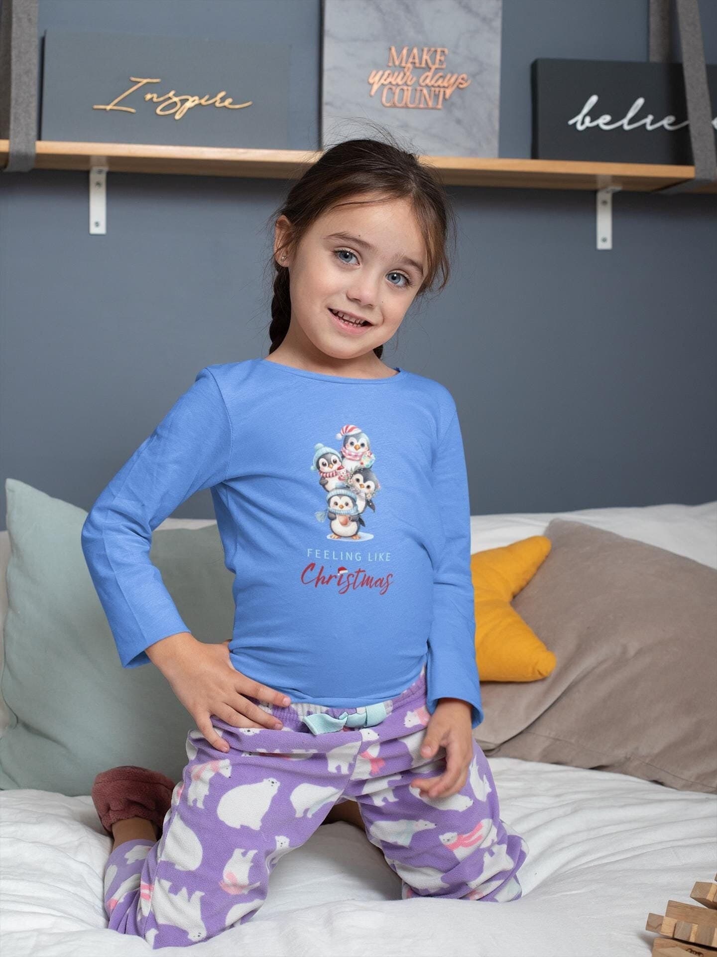 Long Sleeve Christmas Shirts for Toddlers and Kids, Cute long-sleeve t-shirts for kids, Holiday Tee, Family Christmas, T-Shirts for toddlers