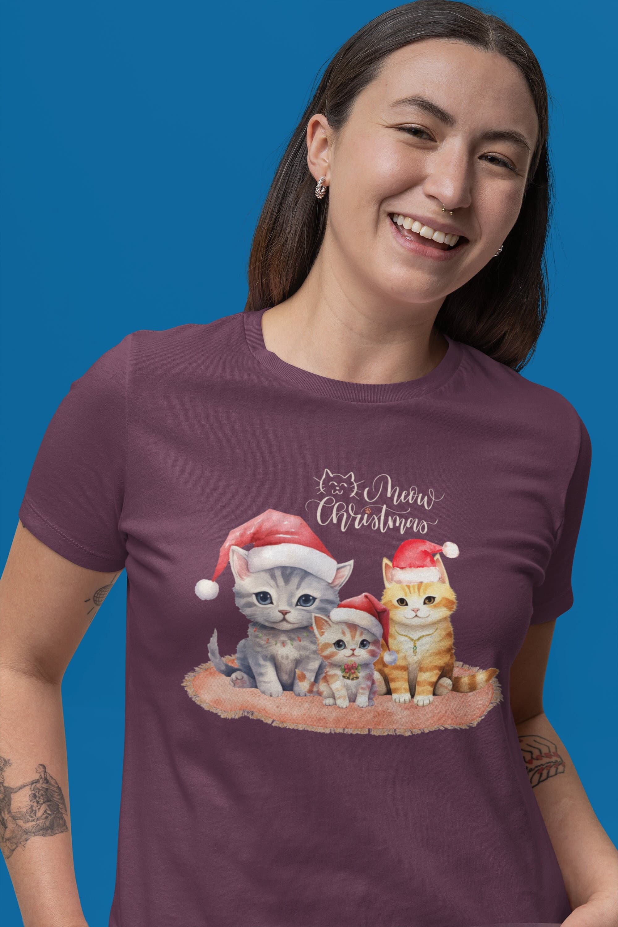 Women - Meow Christmas, Family Christmas, Cat Lovers, Cat Mom, Cat Christmas, T-Shirts For Women, Cute Christmas Shirts, Holiday Tee