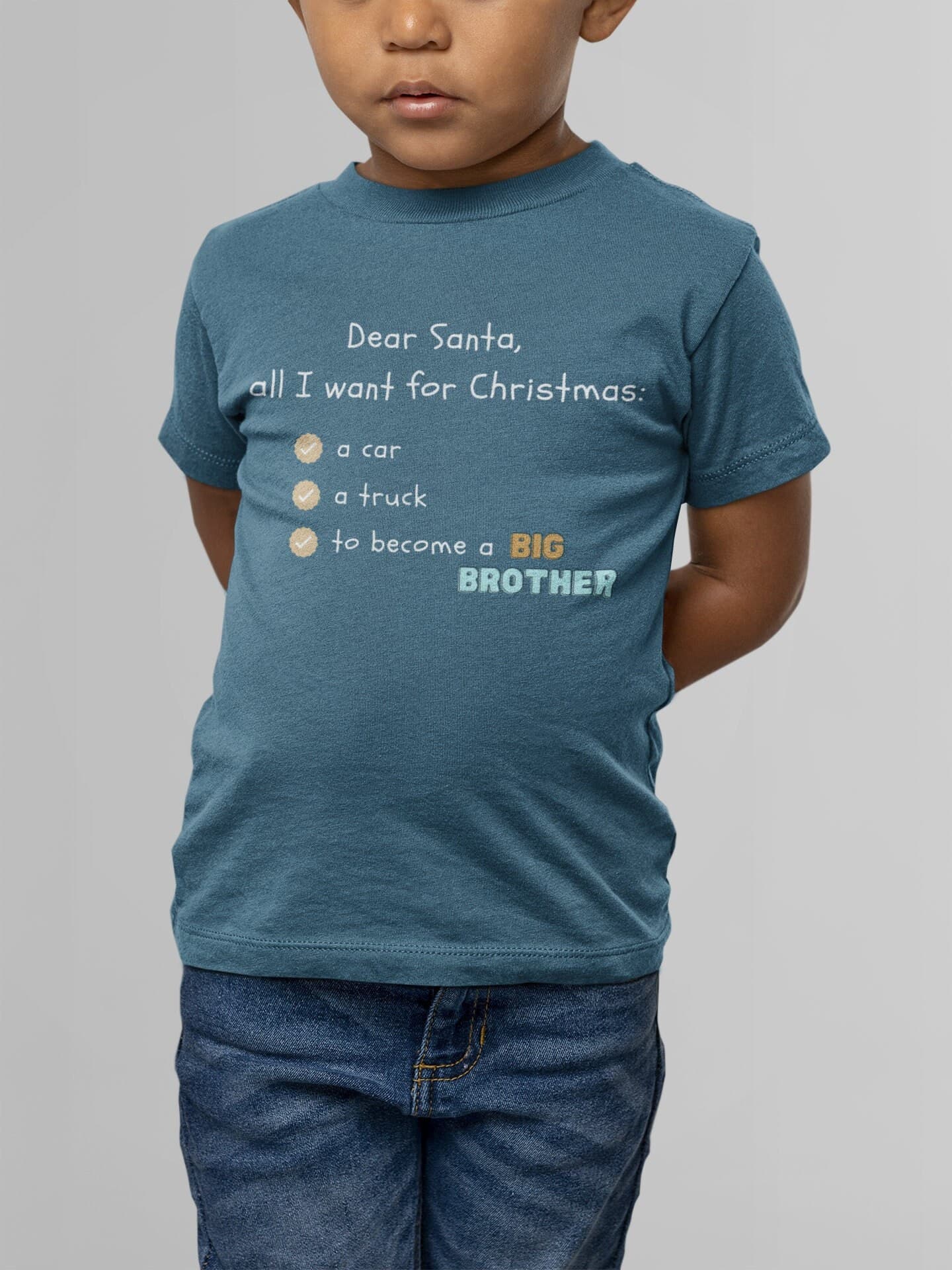 KIDS - Christmas Shirts for Toddlers Kids, Santa List, Sibling Christmas, Big Brother, Cute Shirts, Holiday Tee, Secret Santa, Funny Cute
