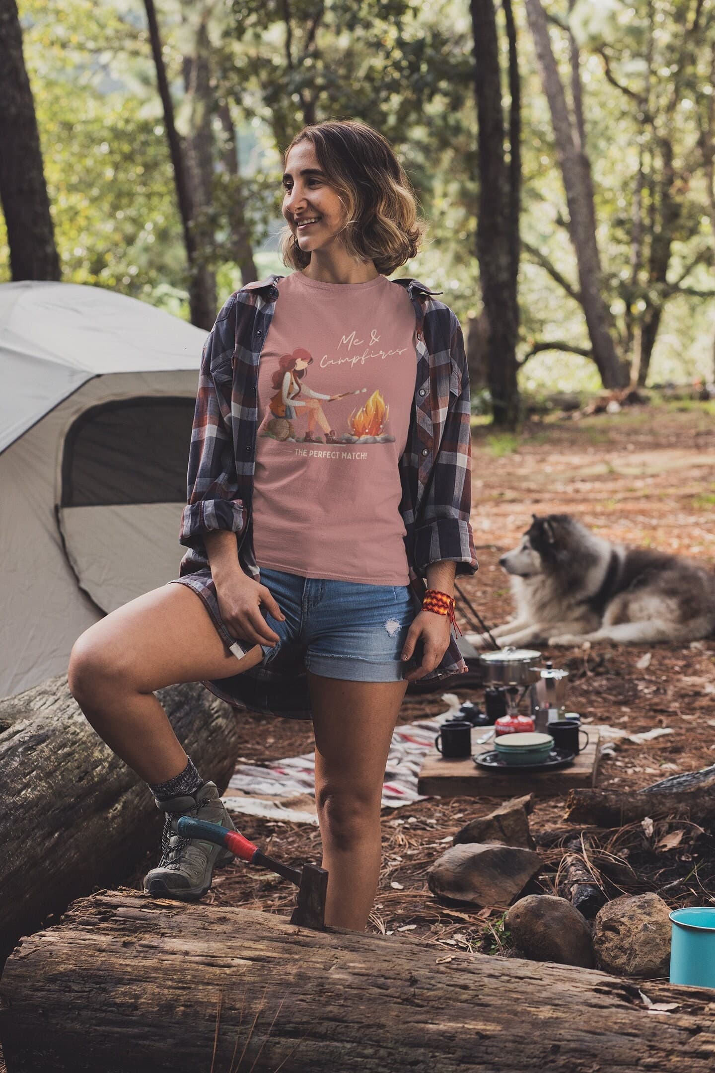 Me & Campfires the perfect match, Outdoor T-Shirts for Women